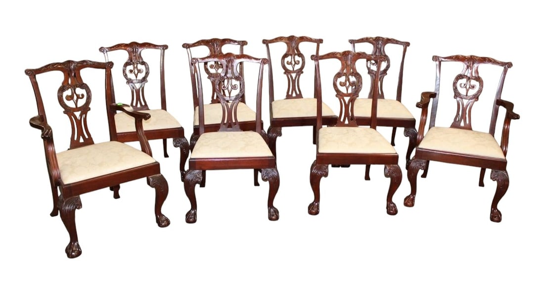 Set 8 Baker chippendale style dining chairs (1 of 8)