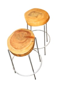 Pair Mid Century style free edge stools