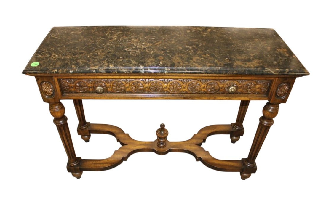 Century cultured marble top console table (1 of 5)