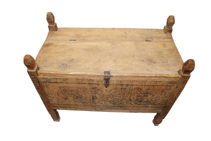 Antique Mediterranean Lift Top Storage Chest