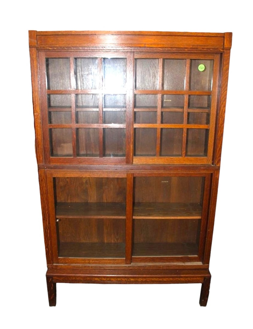 Antique Danner slide door bookcase, 2 stack 4 section (1 of 6)