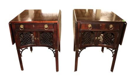 Pair Century vintage drop leaf side tables