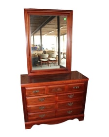 Broyhill chest w/cherry finish & laminate mirror top