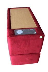 Upholstered multi media end table with charging station