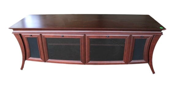 Mahogany & smoke glass arch media stand