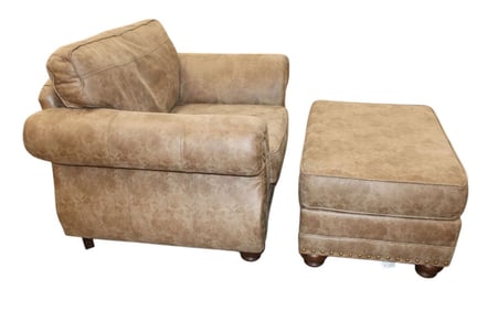 Nice suede leather 2pc oversize chair and ottoman