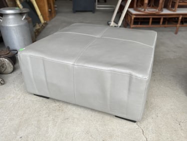 Large leather square decorator ottoman
