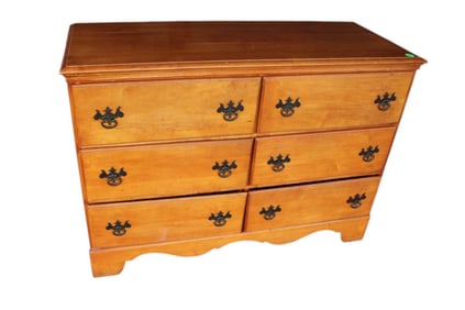 Vintage solid maple 6 drawer low chest