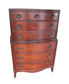 Vintage serpentine front high chest