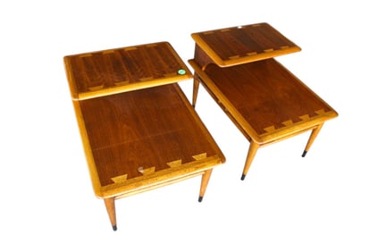 Pair MCM Lane Walnut Step Tables