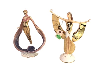 2 Franklin Mint porcelain figures in art deco style