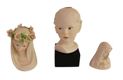 3 Cybis bisque figures: bust and 2 Mother of Mary