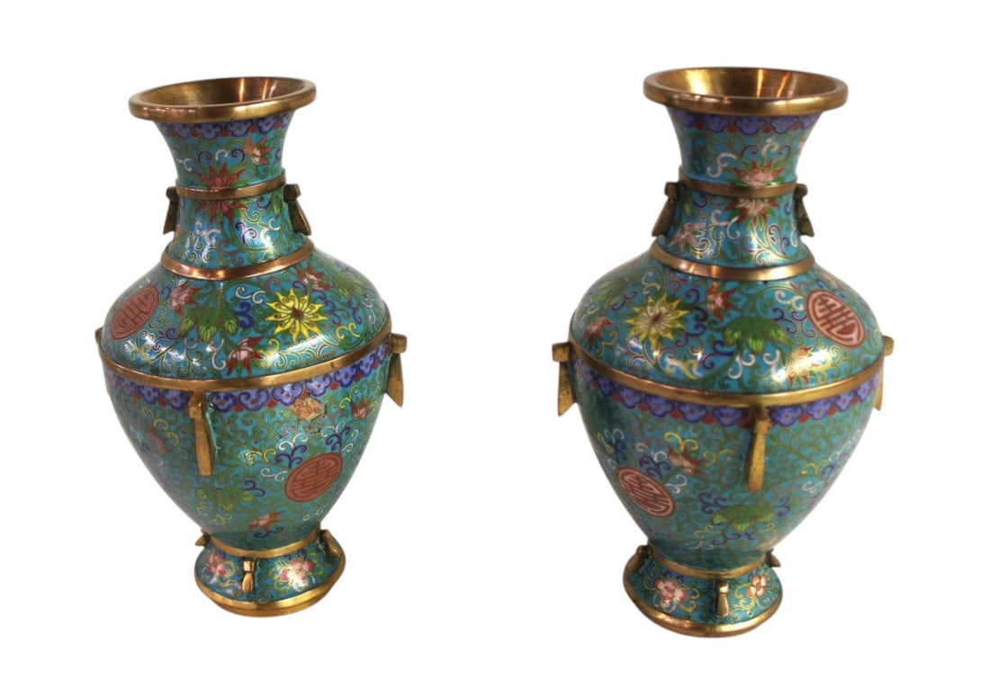 Vintage 2 cloisonne vases (1 of 4)