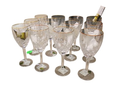 12 Waterford crystal stemware glasses with boxes