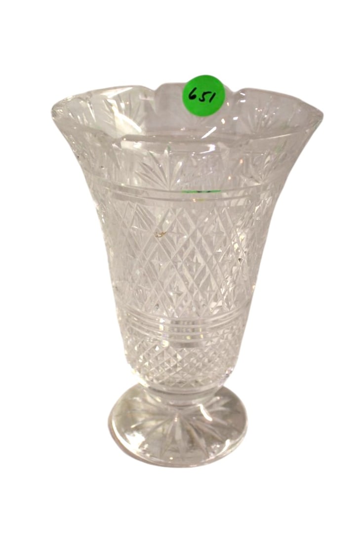 Waterford crystal cut vase: Waterford crystal cut vase, structurally sound and one small nip. 10"h x 6.5" diameter