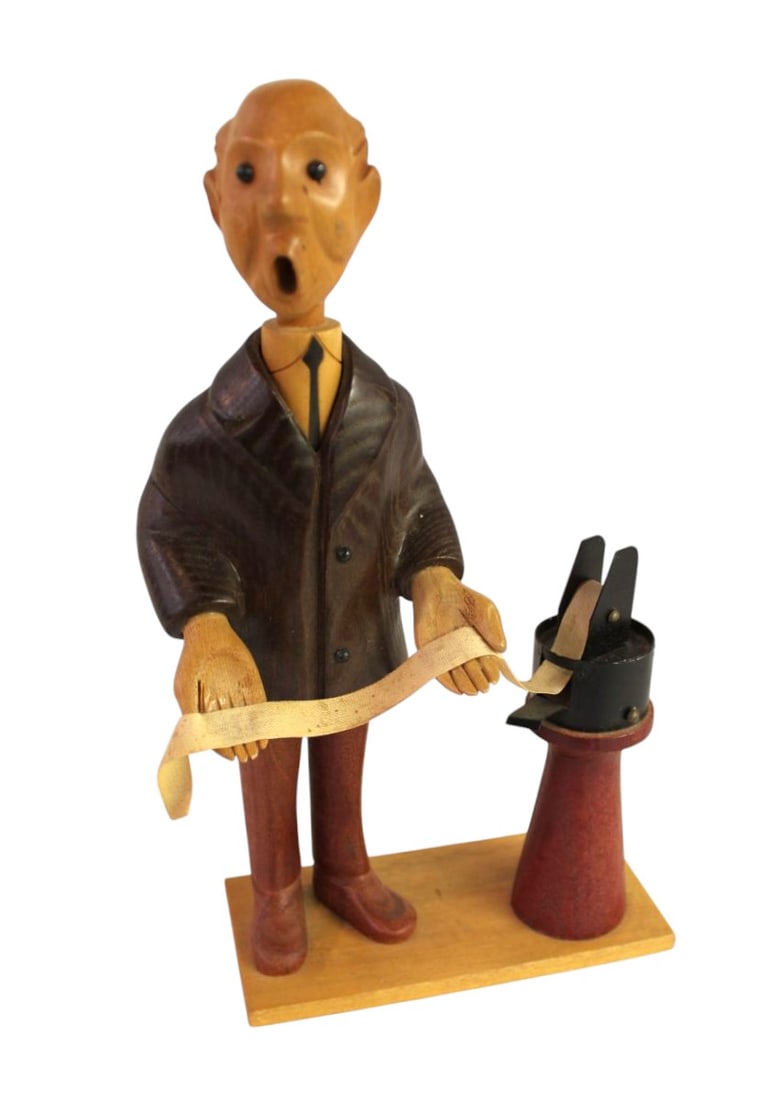 Vintage Italian hand carved ticket figure: Vintage Italian hand carved ticket figure. 12"h x 7"w x 3"d