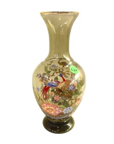 Decorated with peacock glass vase