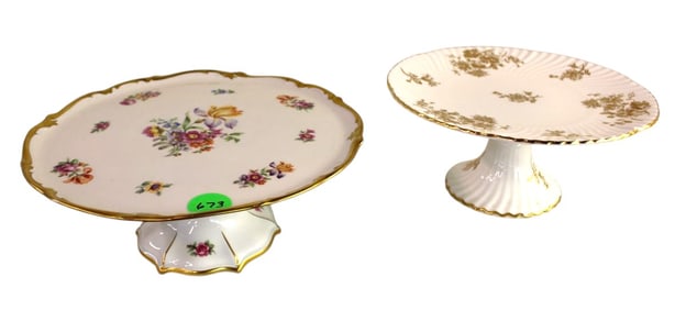 2 elevated cake plates: JLMenau and Hammersley & Co.