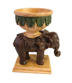 Standing elephant elevated bowl