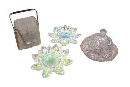 4 pieces mixed crystal including ice bucket