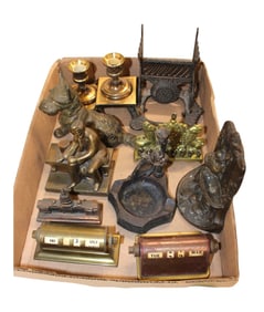 11 pcs antique cast iron, brass and other