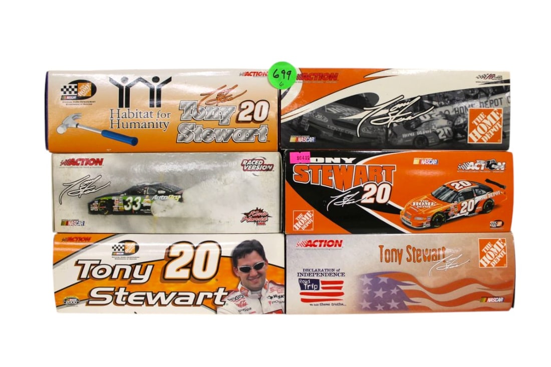 6 Tony Stuart Die Cast Stock Cars 1/24 scale in boxes: 6 Tony Stuart Die Cast Stock Cars 1/24 scale in boxes