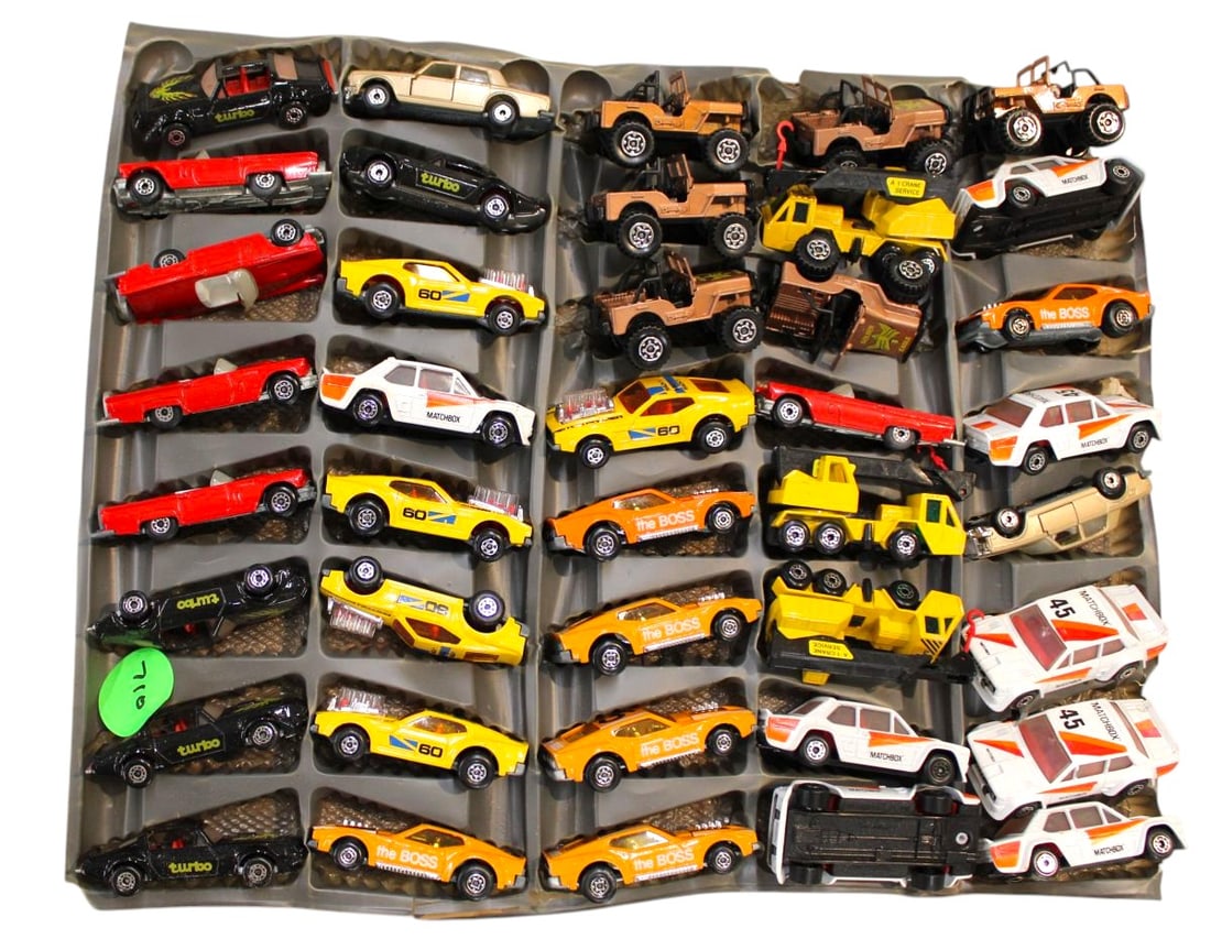 40 Matchbox cars: 40 Matchbox cars.