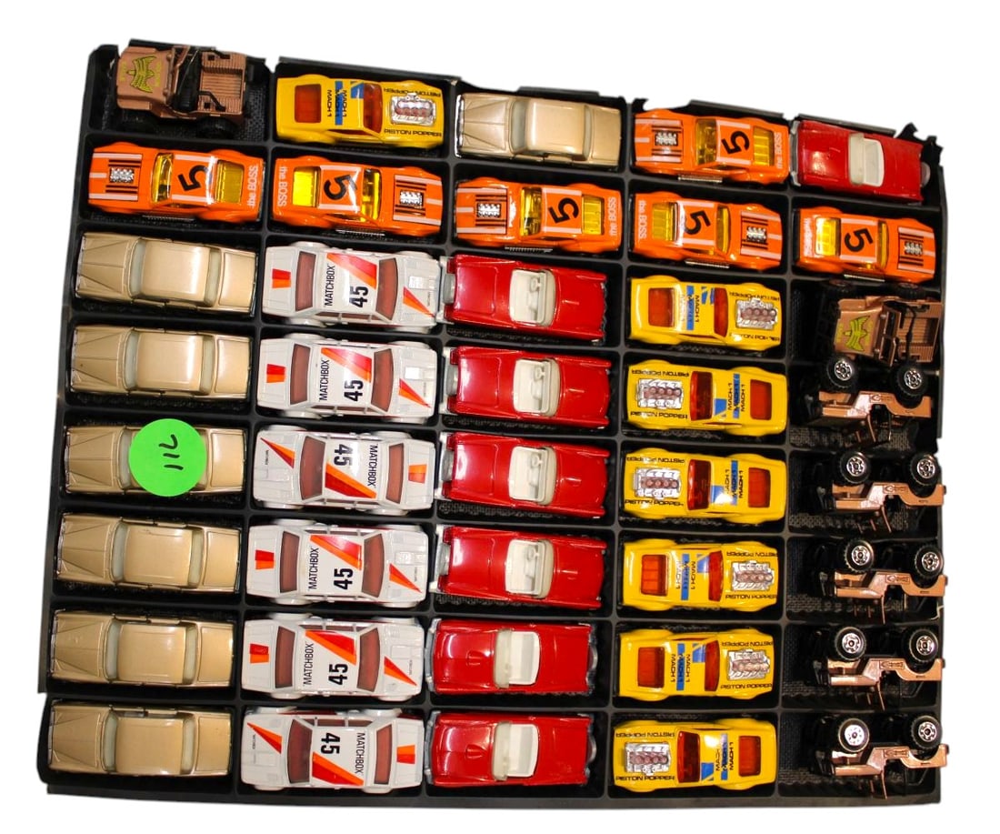 40 Matchbox cars: 40 Matchbox cars.