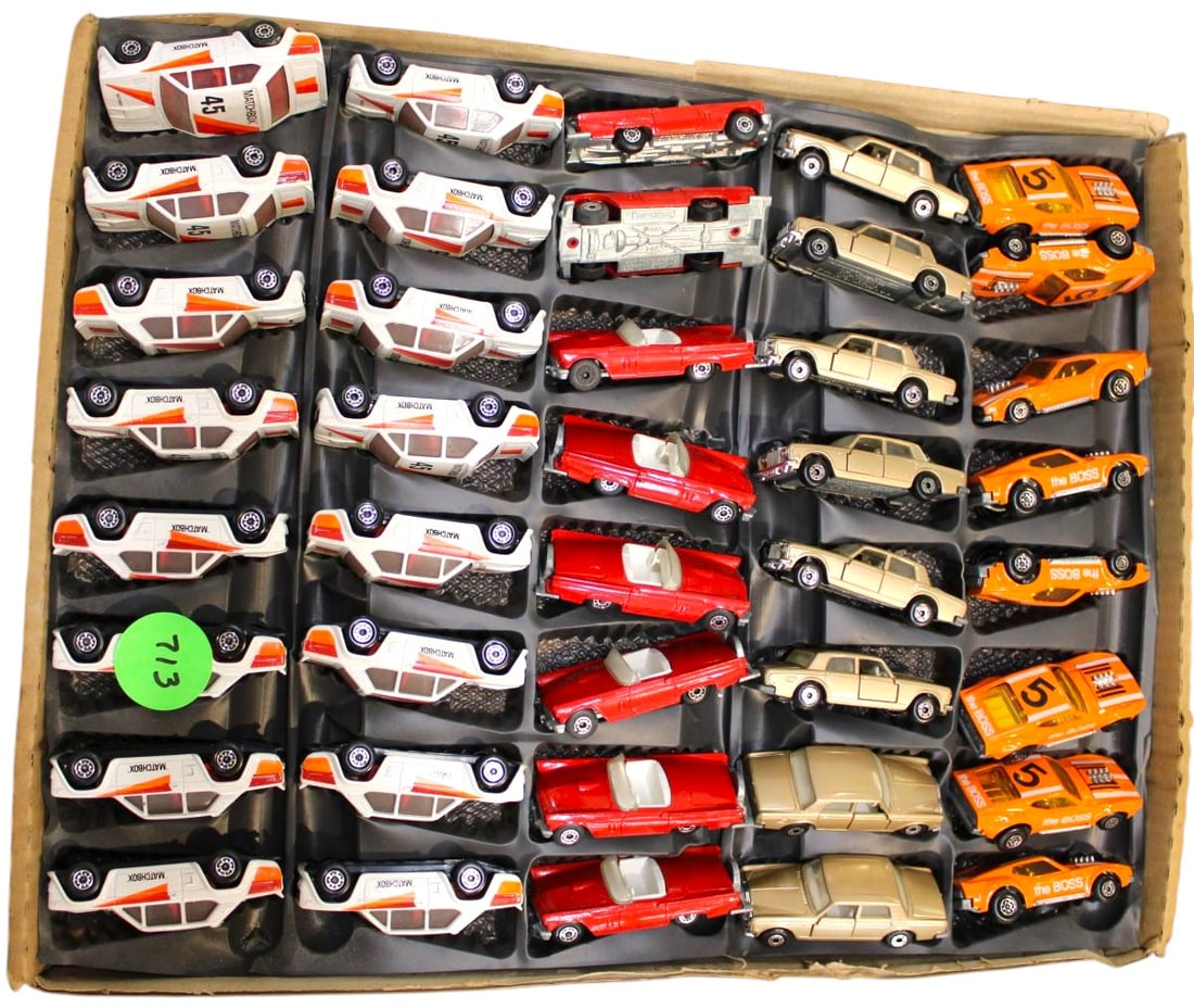 40 Matchbox cars: 40 Matchbox cars.