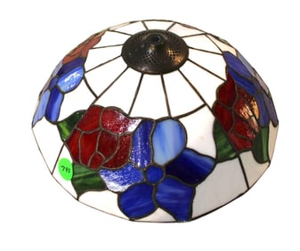 Lead glass 15" dia shade in the red, white and blue