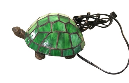 Lead glass bronze base turtle light