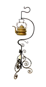 Colonial twisted iron stand with tea pot 50"h