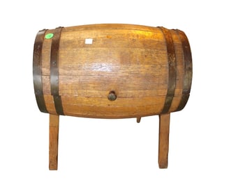 Vintage lift top wooden keg on legs