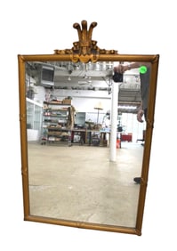 Semi antique plume carved fluted frame mirror