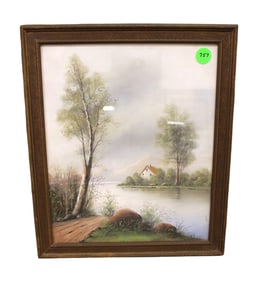 Watercolor print attr Chandler in antique frame
