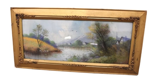 Watercolor print attr Chandler in antique frame
