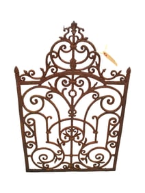 Antique ornate cast iron window guard. 27.5"h x 17.5"w