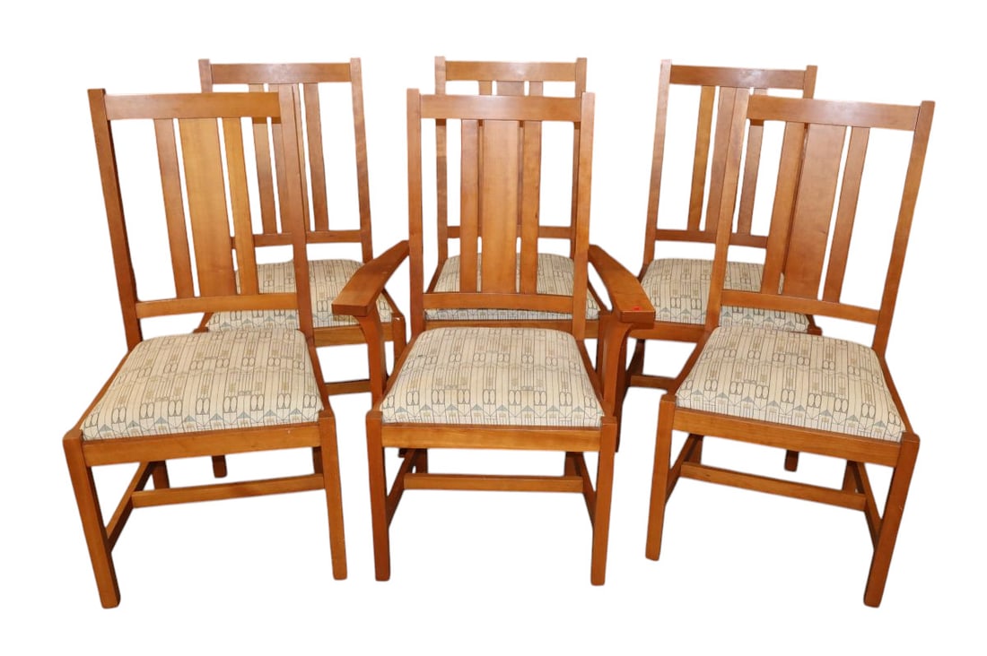 Scott Jordan NY set 6 arts & crafts dining chairs, Italy (1 of 7)