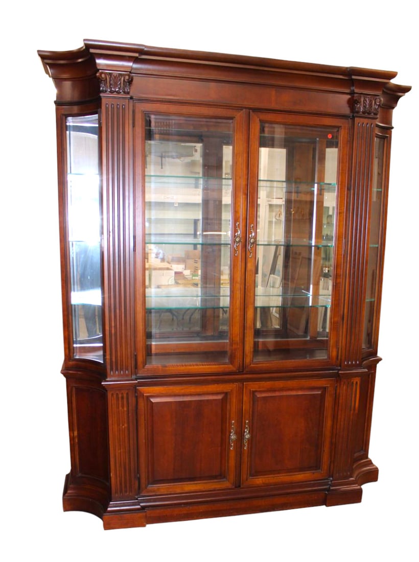 Impressive mahogany carved column china cabinet (1 of 7)