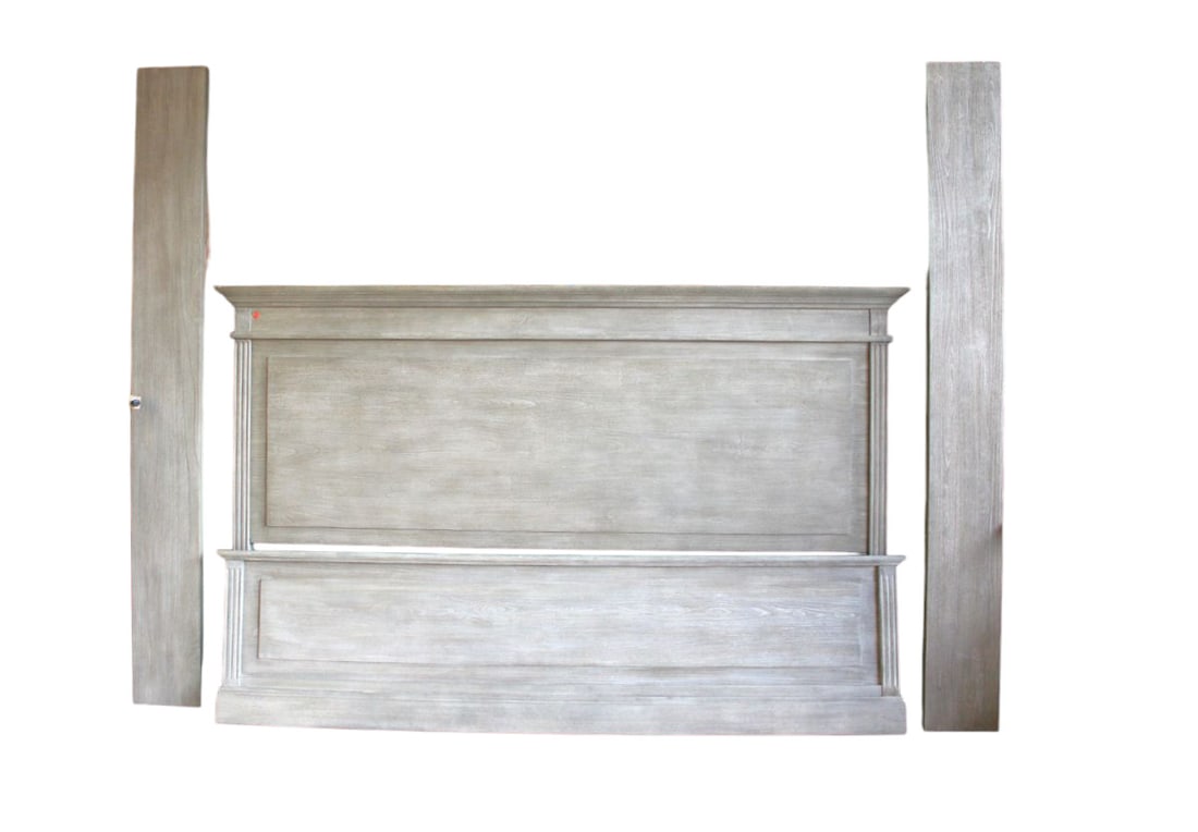 Natural rustic gray finish king country style bed (1 of 5)