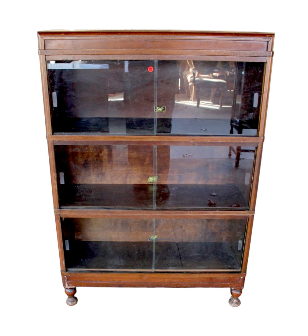 Vintage Hale Herkimer NY 3 stack slide door bookcase (1 of 7)