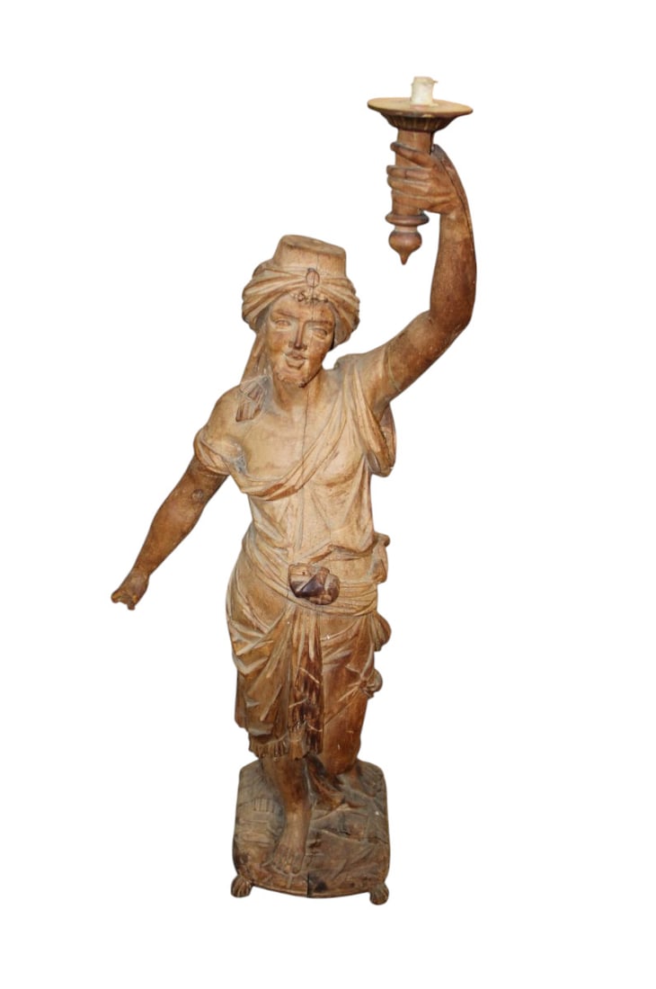 Antique hand carved figure statue (1 of 6)