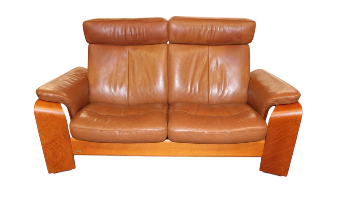 Nice Ekornes Pegasus 2 person stressless modern design loveseat with laminated maple arms match #205 (1 of 8)
