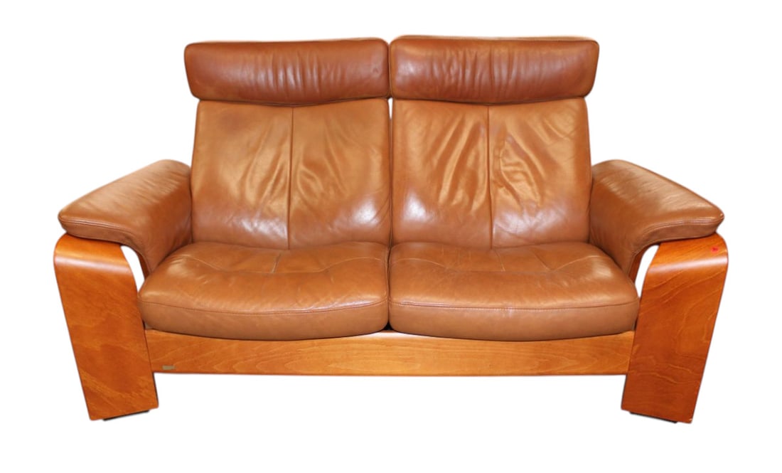 Nice Ekornes Pegasus 2 person stressless modern design loveseat with laminated maple arms match #204 (1 of 8)