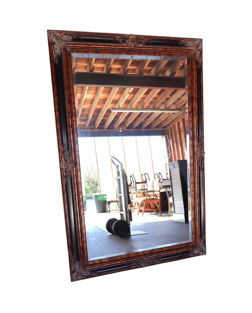 Large Entree beveled glass carved frame decorator mirror (1 of 3)