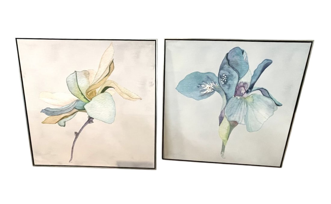 Set 2 large metal frame modern art orchids on canvas (1 of 8)