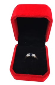 18k yellow and platinum diamond sapphire ring