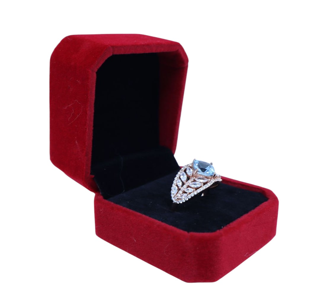 Swiss topaz white sapphire ring in 14k rose gold over sterling (1 of 4)