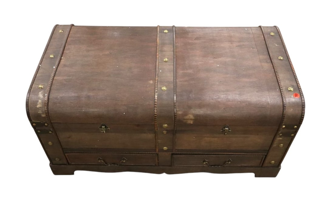 Trunk style lift top tack accent coffee table (1 of 5)