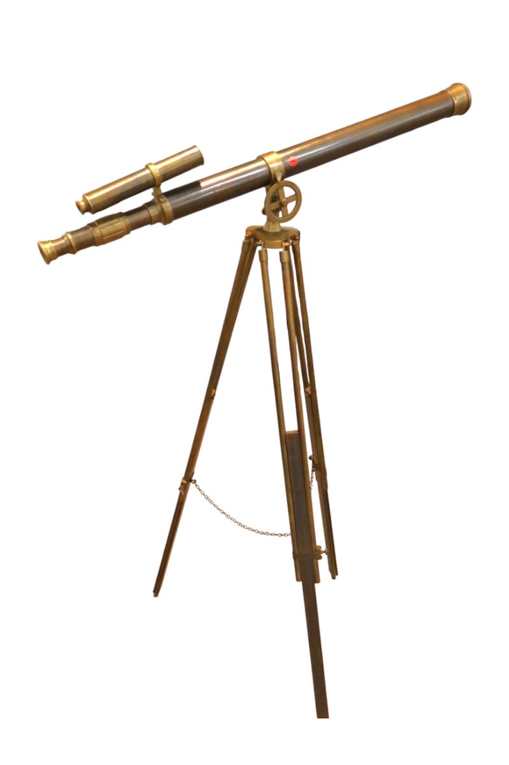 Vintage brass telescope on tripod base (1 of 4)